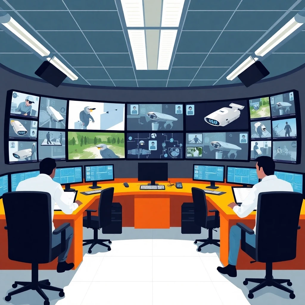 High-tech security control room