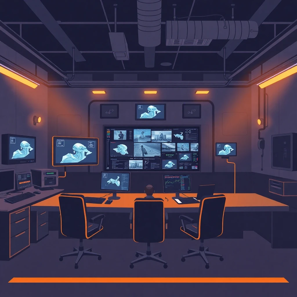 High-tech security control room