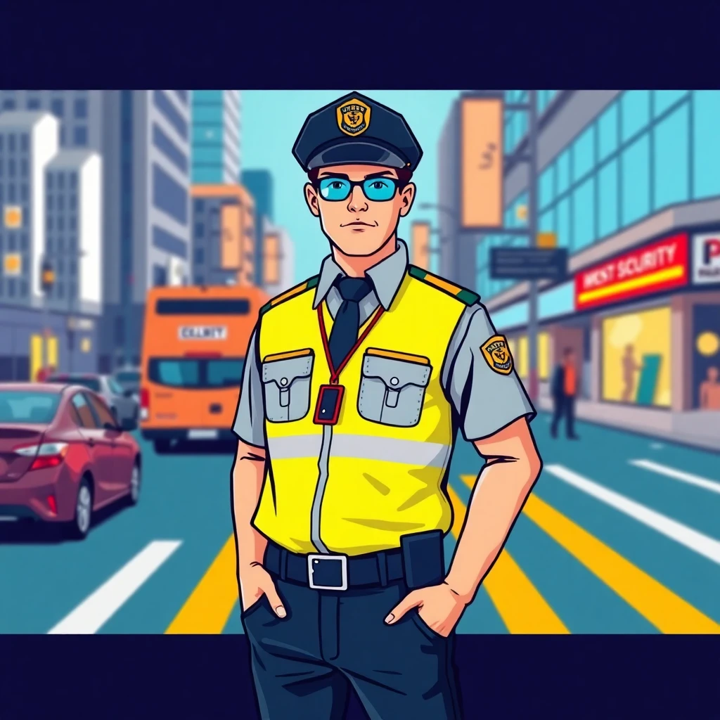 Security officer in an urban environment