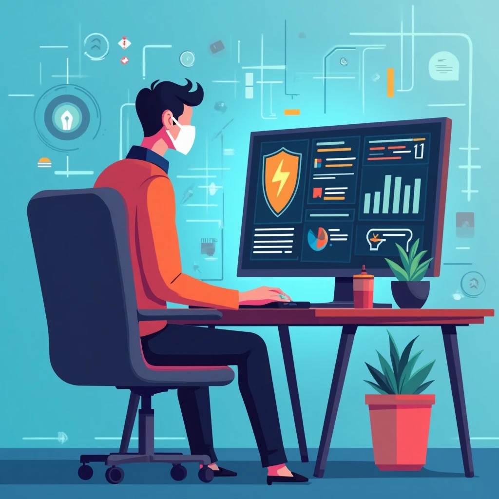 Analista de segurança cibernética no trabalho