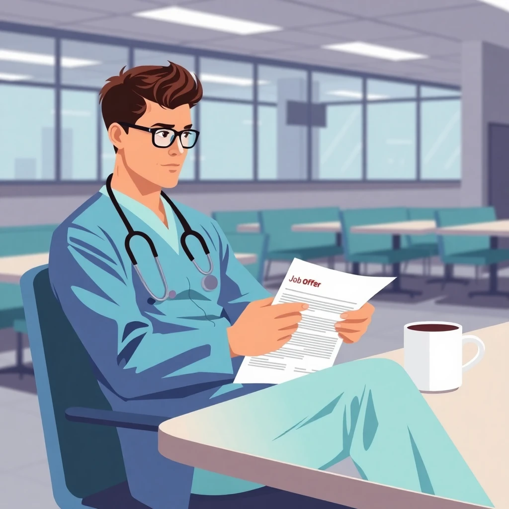 Reviewing a job offer in a hospital setting