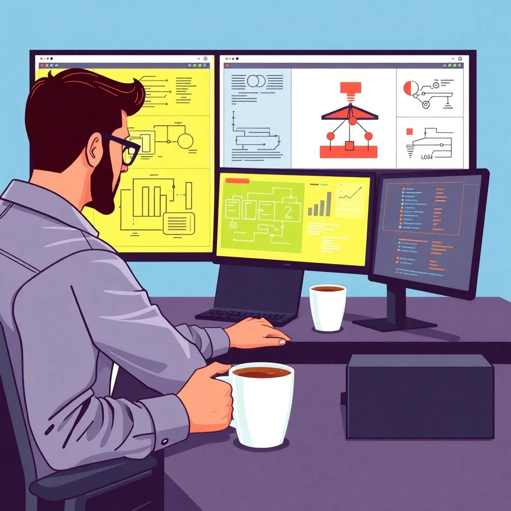 Software engineer reviewing architecture