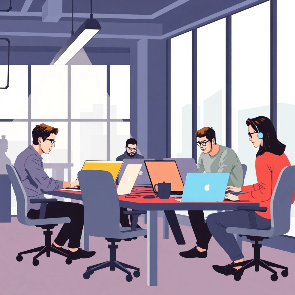 Team of engineers collaborating