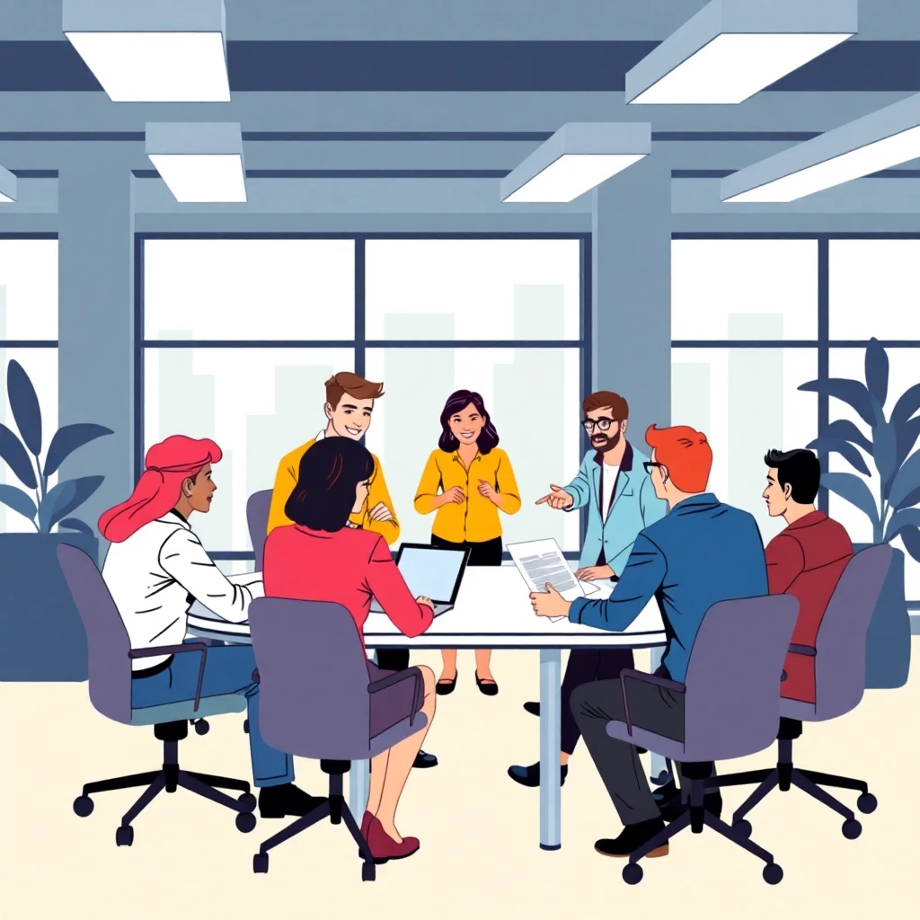 Team collaboration in a modern office