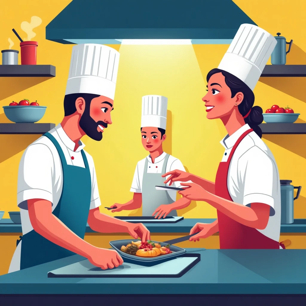 Chefs in a busy kitchen