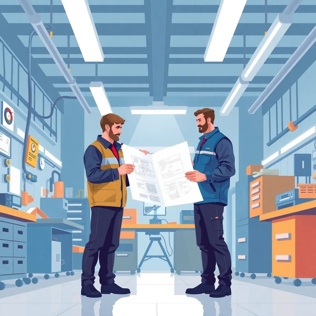 Technicians comparing roles