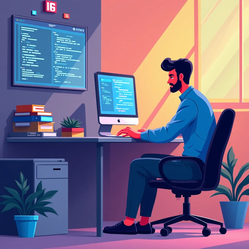 High-tech coding workspace