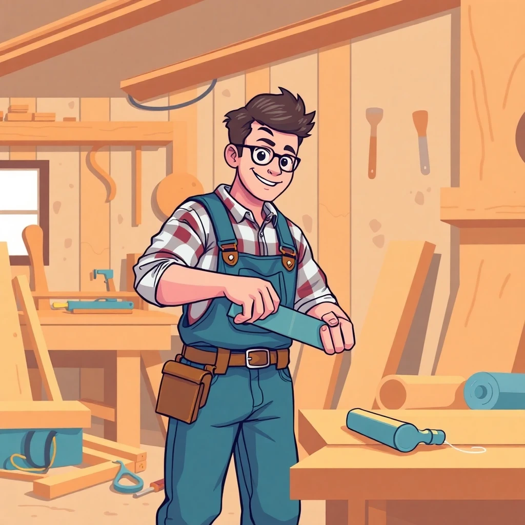 Apprentice carpenter learning