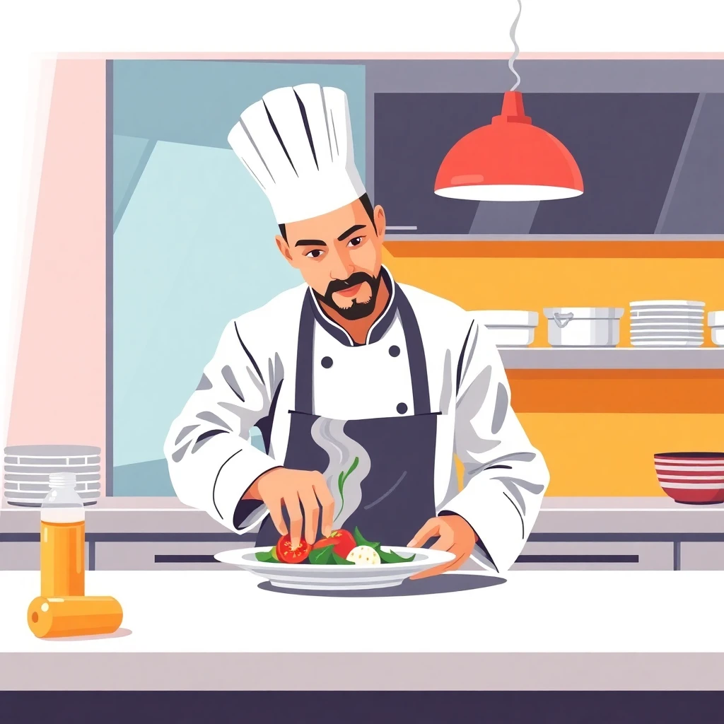 Chef plating a dish