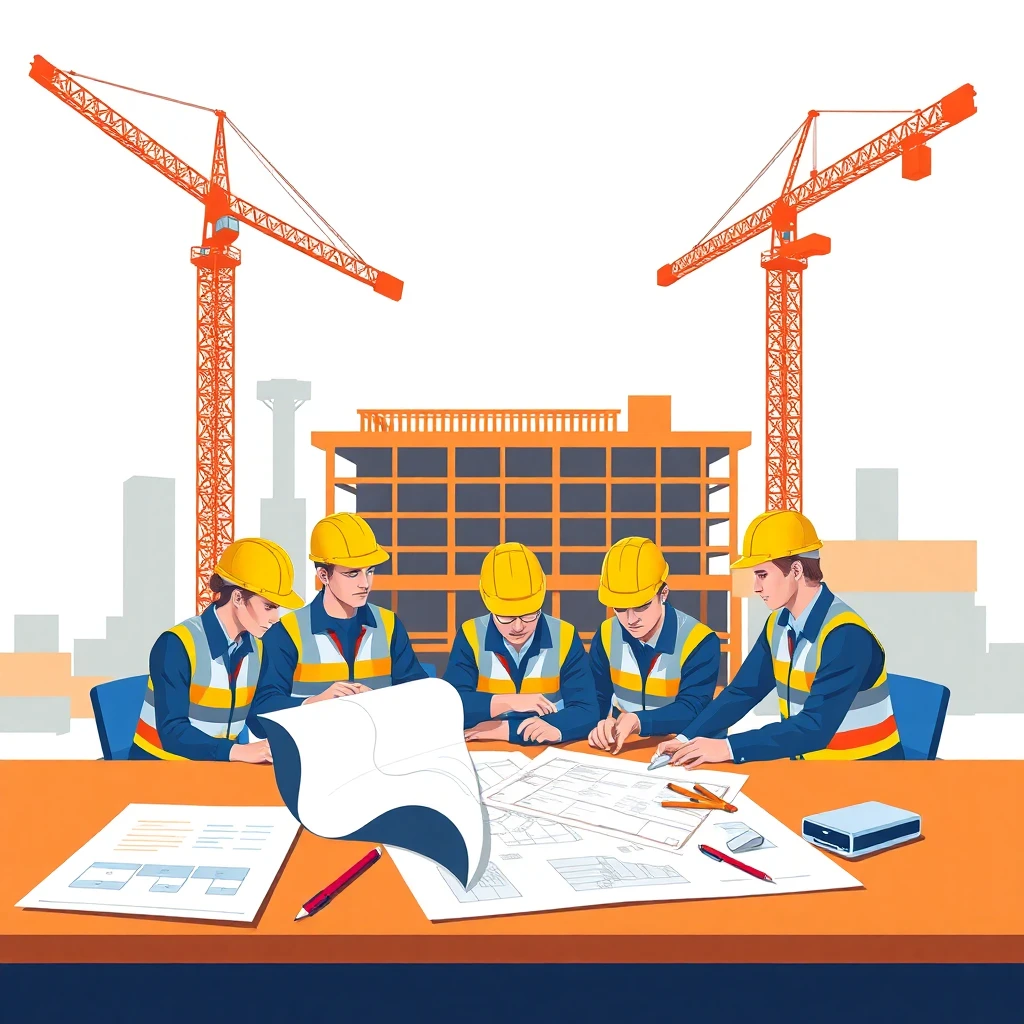 Construction site with workers