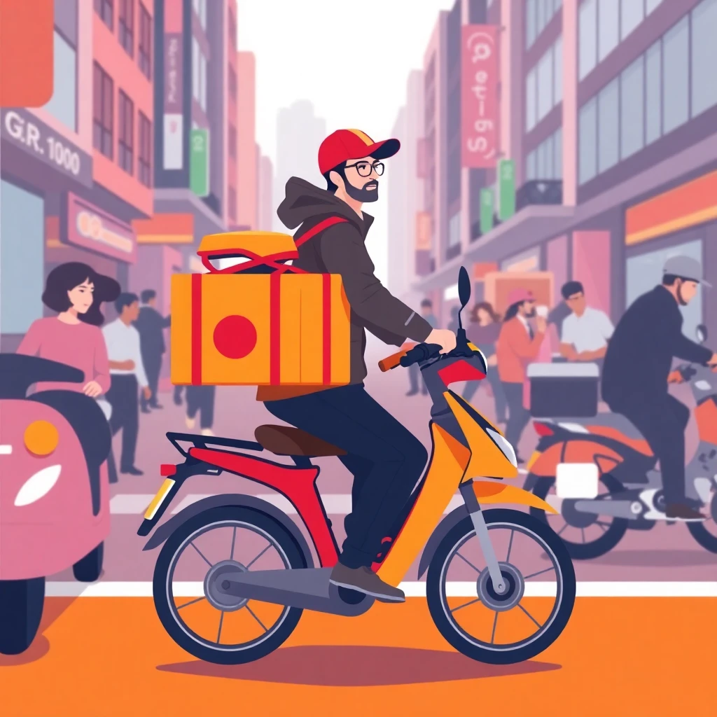 Delivery driver in action