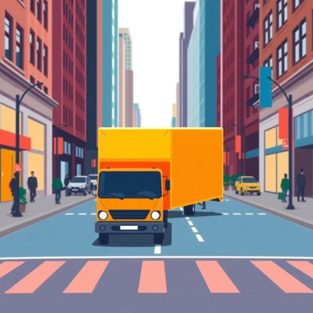 Delivery truck in city