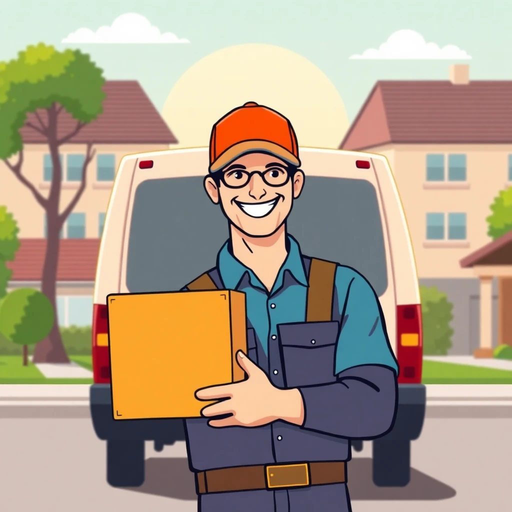 Happy delivery driver