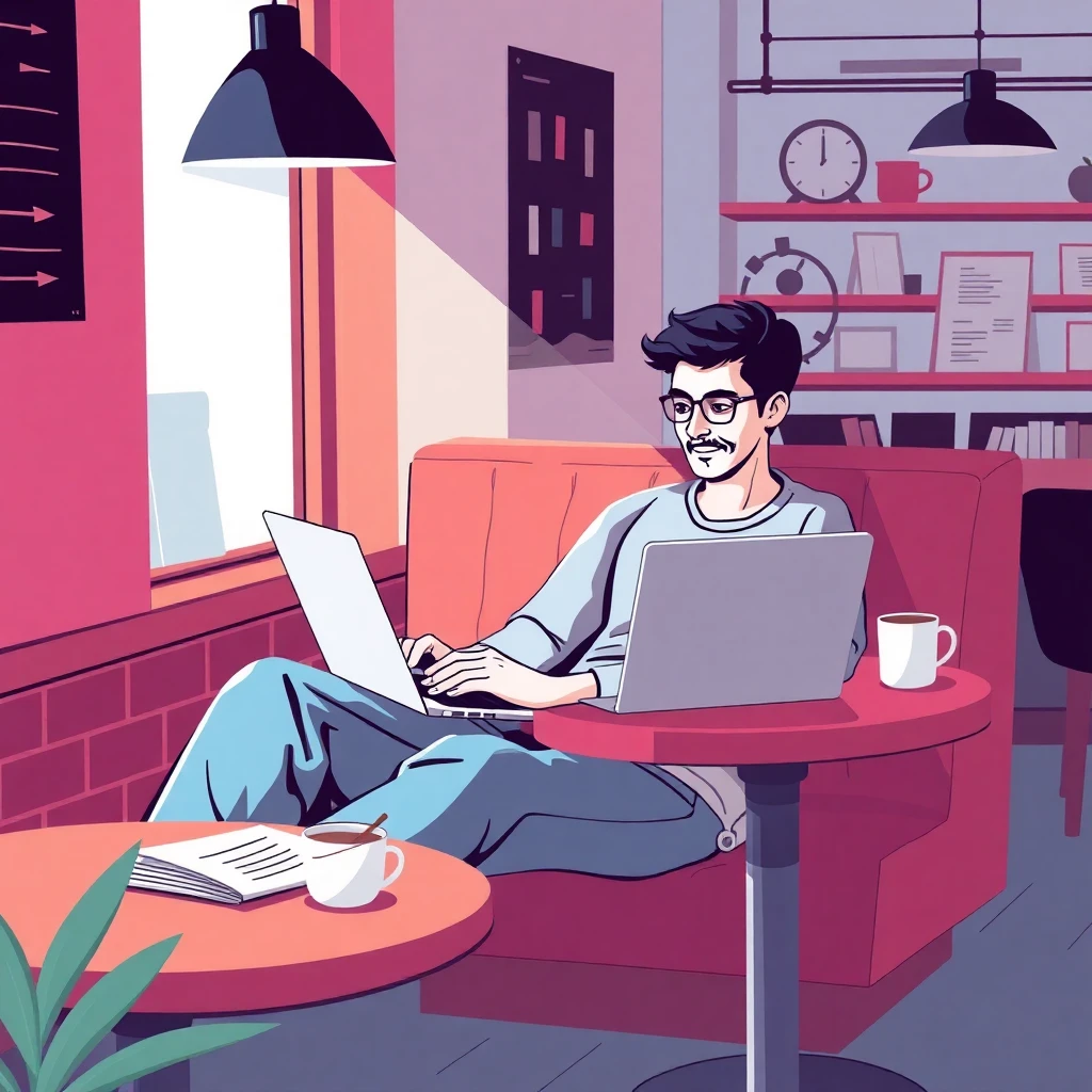 Freelancer enjoying flexible work environment