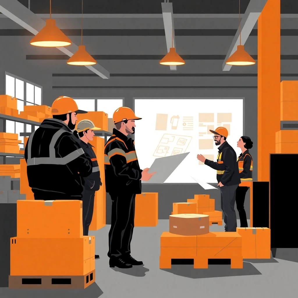 Warehouse supervisors in meeting