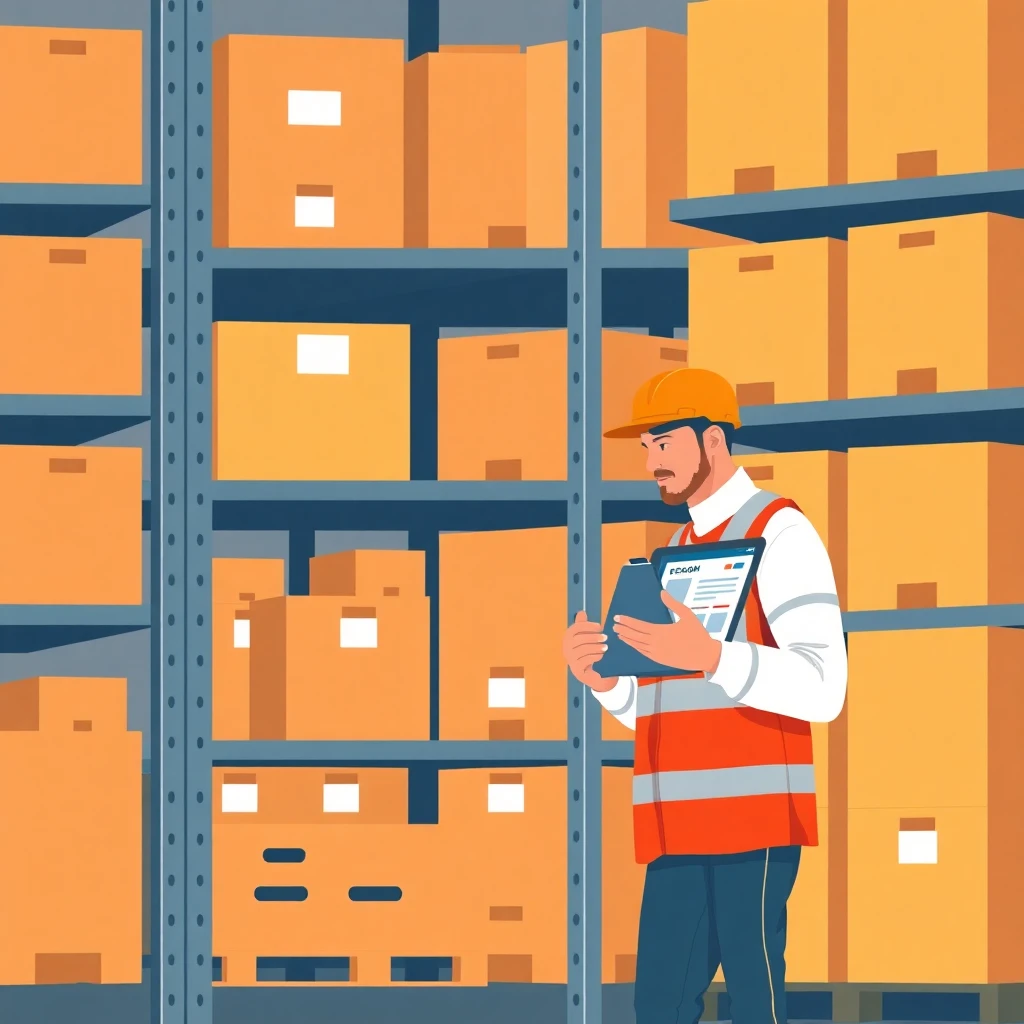 Trabajador de almacén organizando inventario