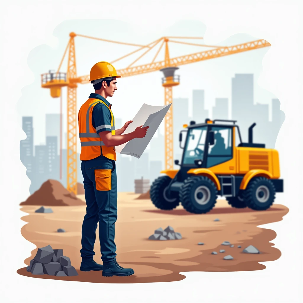 Trabajador revisando planos