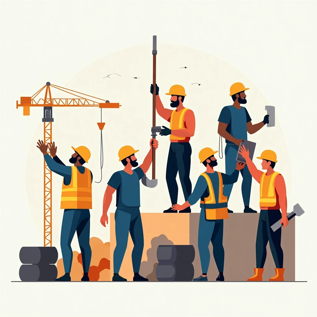 Trabajadores colaborando en una obra