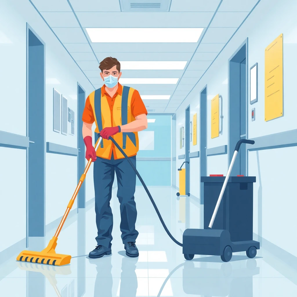 Trabajo de limpieza en hospital