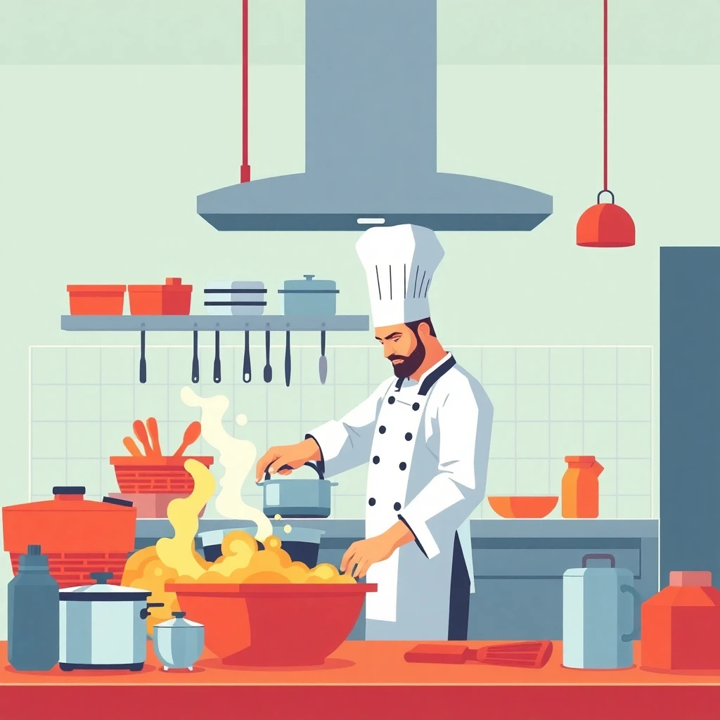 Chef trabajando en una cocina profesional