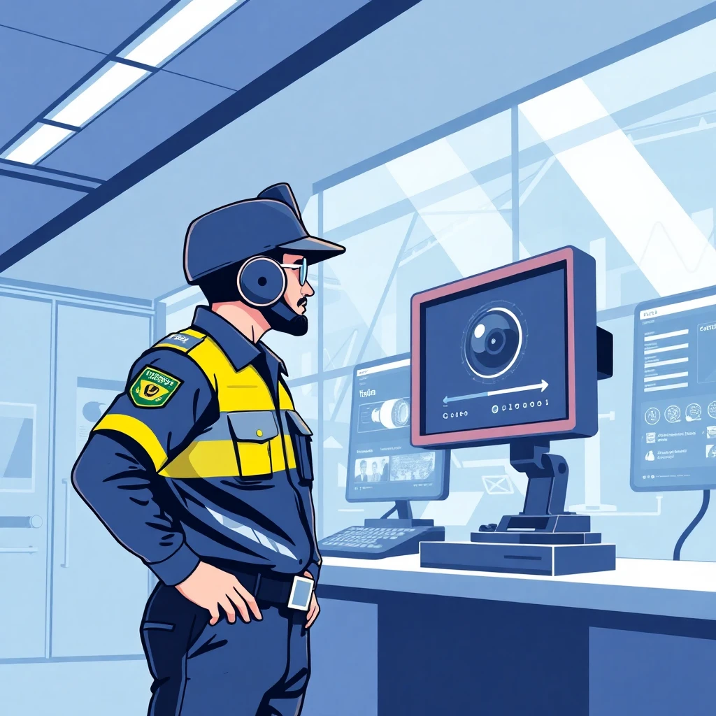 Guardia de seguridad monitoreando cámaras