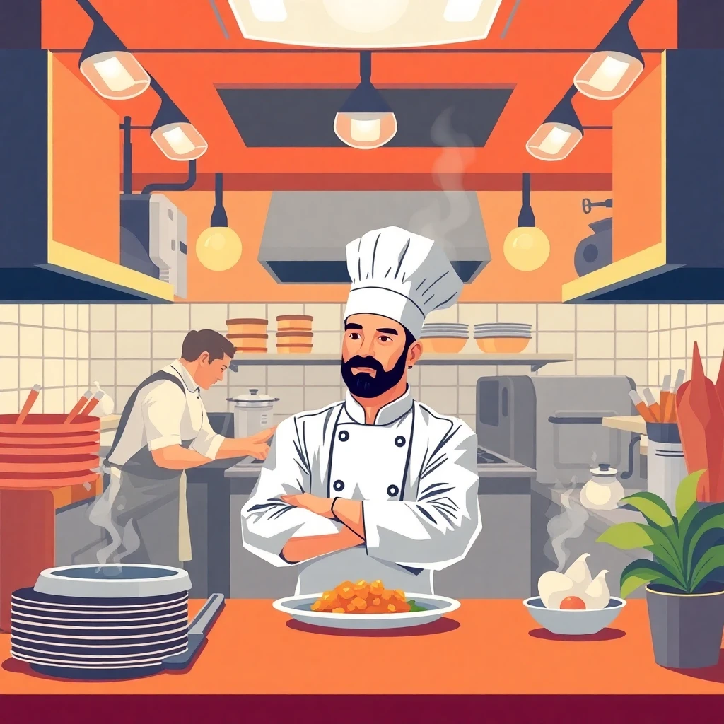 Chef liderando equipe