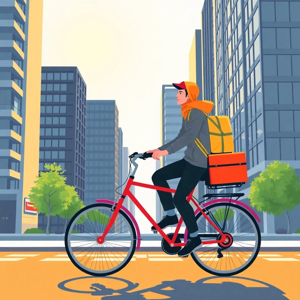 Entregador urbano em bicicleta