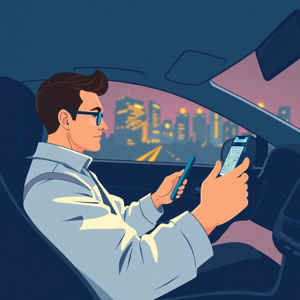 A driver using a navigation app