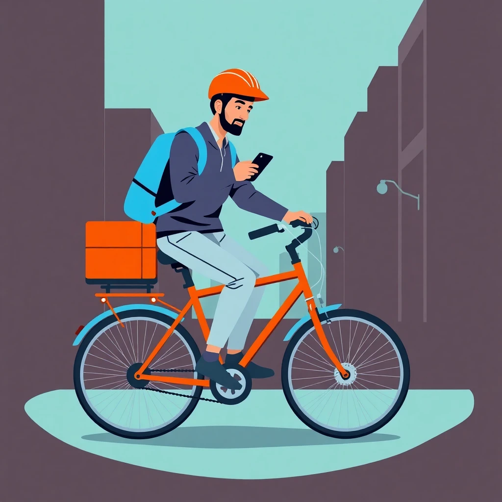 Repartidor usando app de entrega