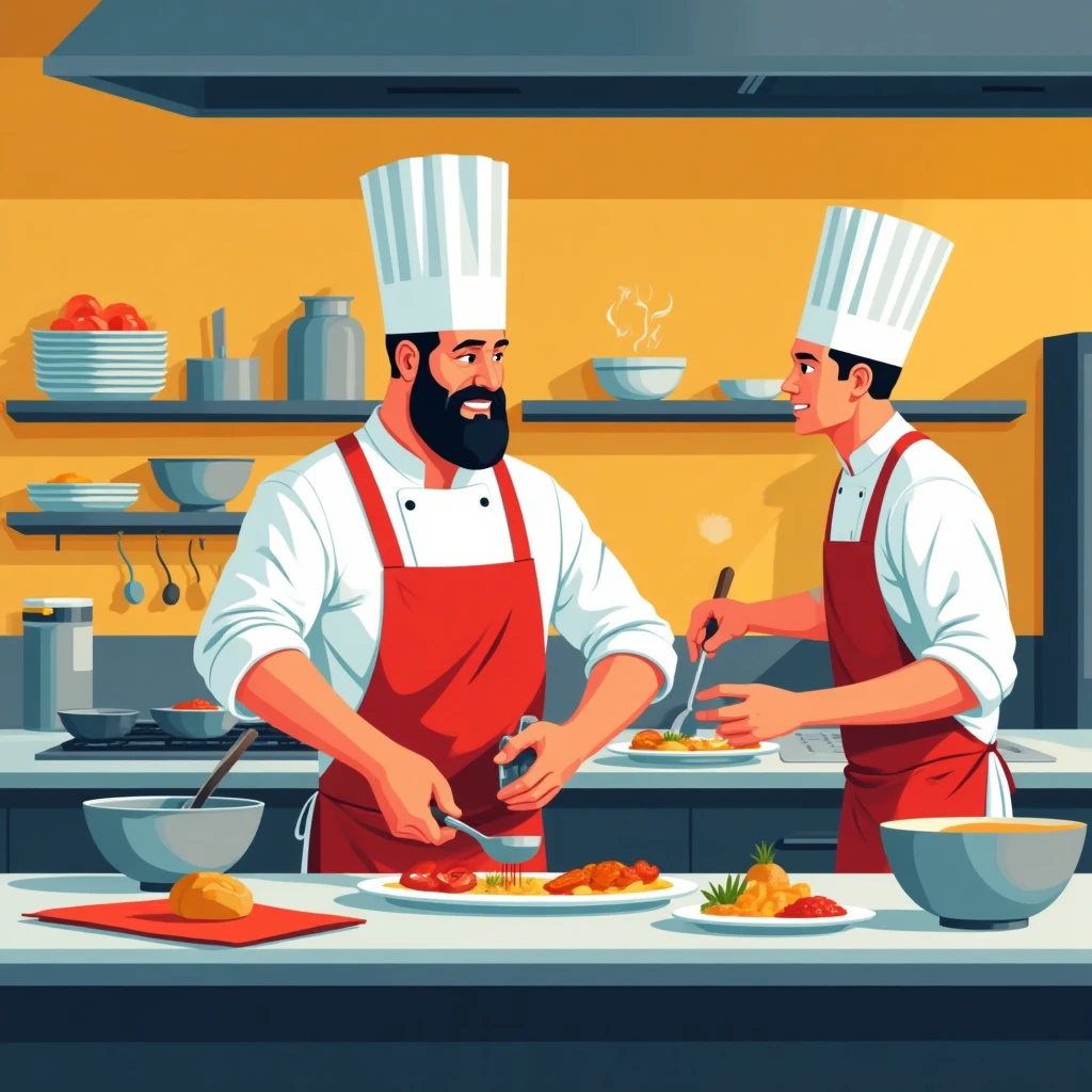 Busy kitchen environment