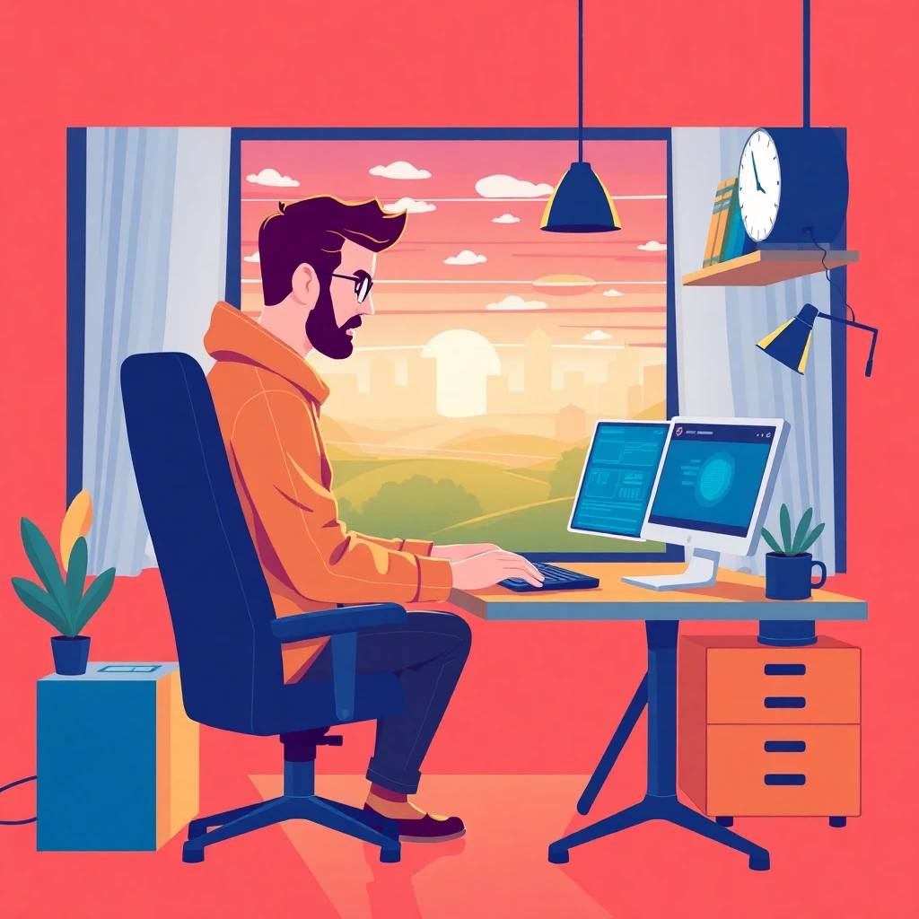 Ingeniero trabajando remotamente