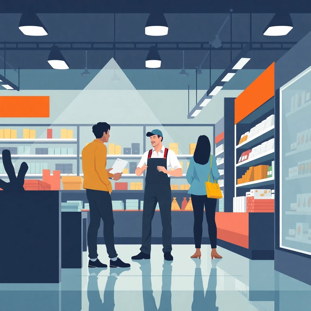 Trabajador de retail en acción