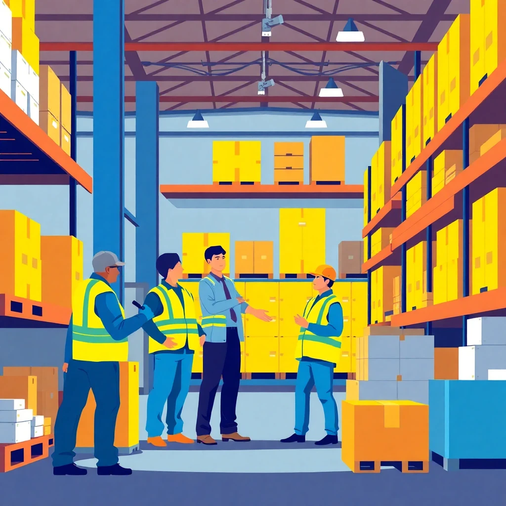 Warehouse team meeting
