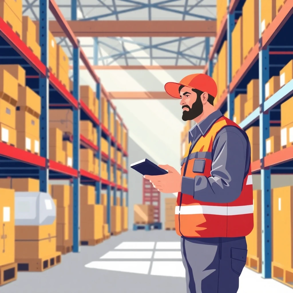 Warehouse worker checking inventory