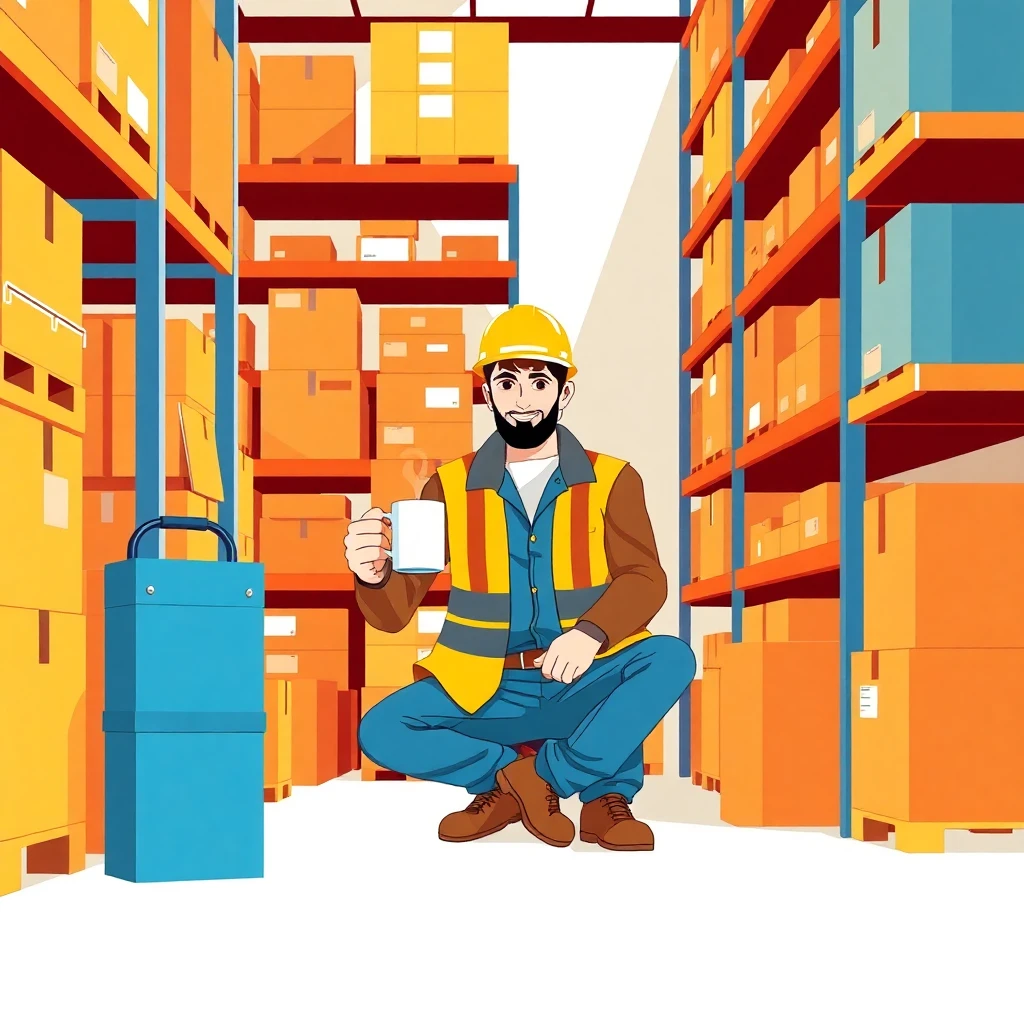 Warehouse worker taking a break