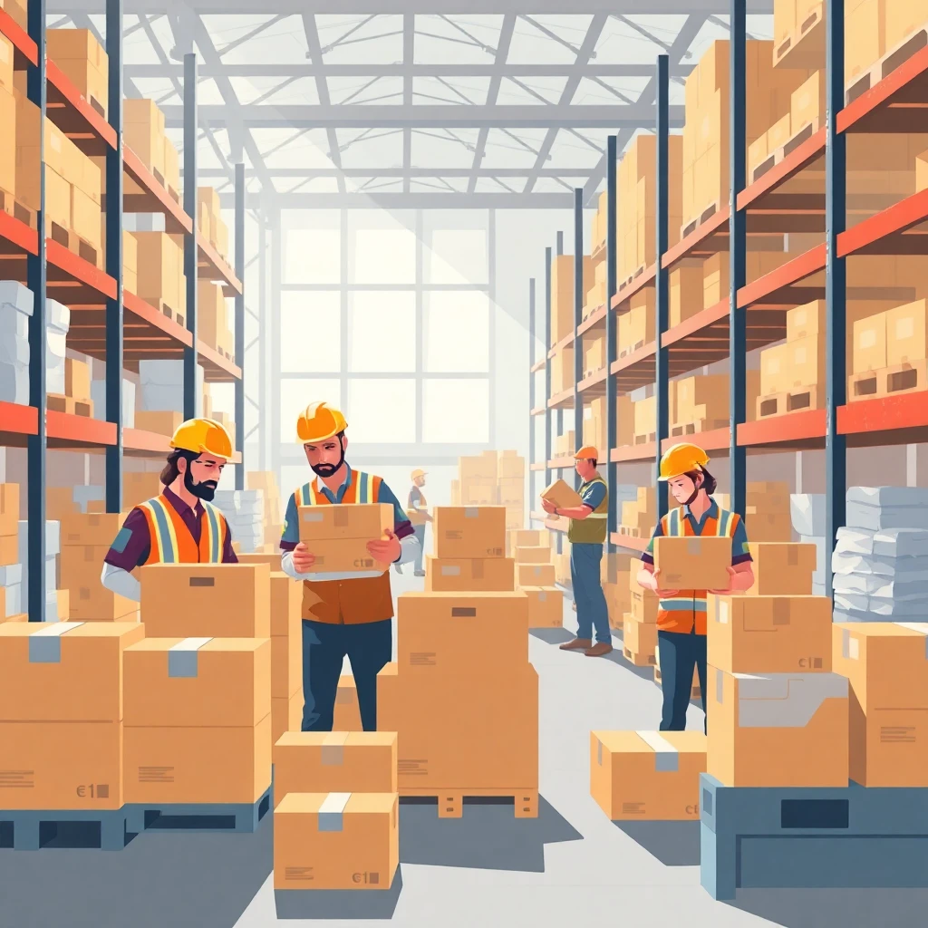 Temporary warehouse work in action