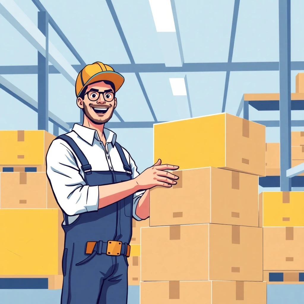 Happy warehouse worker
