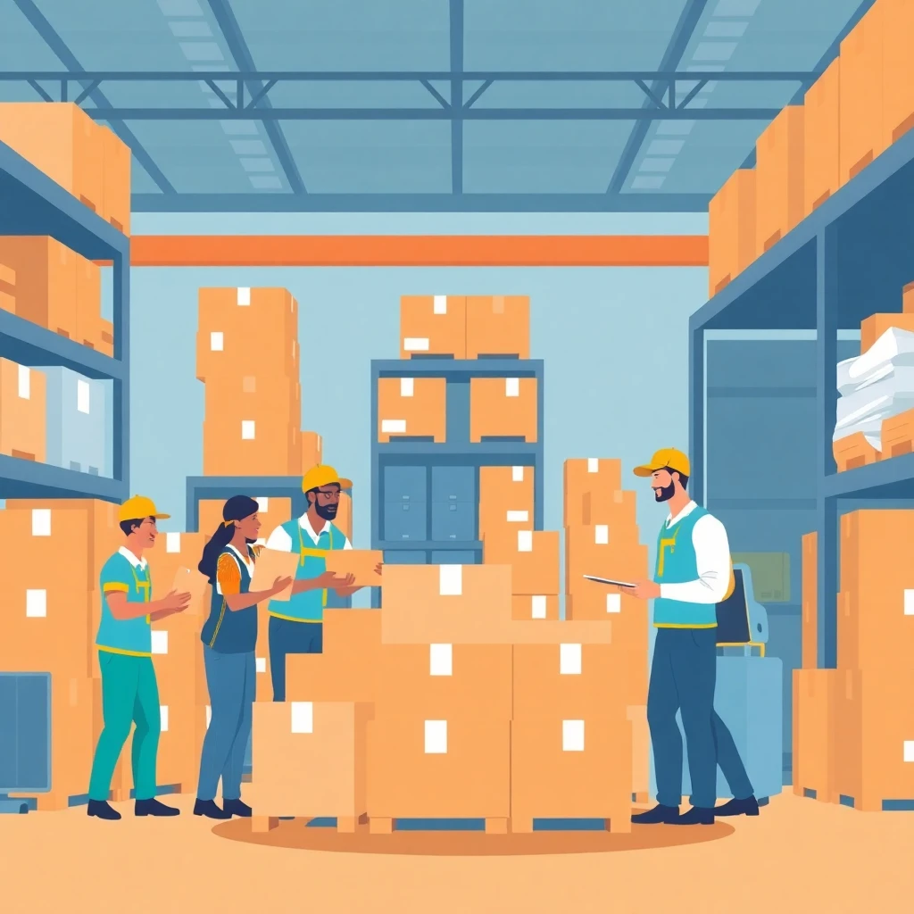 Warehouse team at work