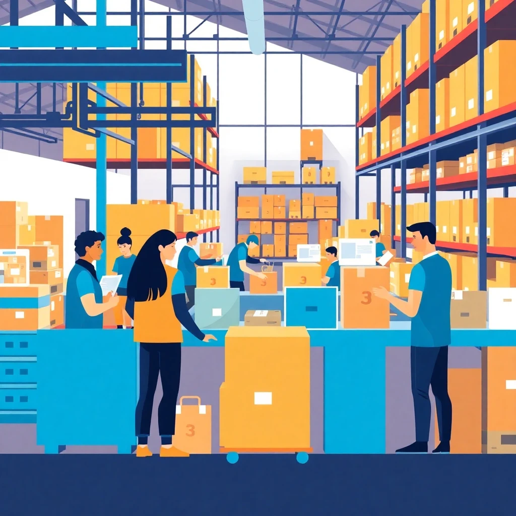 Teamwork in a modern warehouse