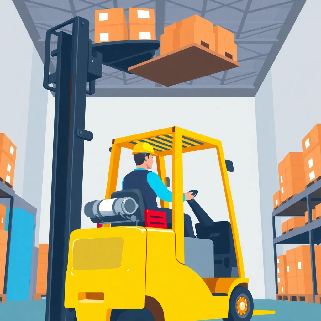 Forklift operation in warehouse