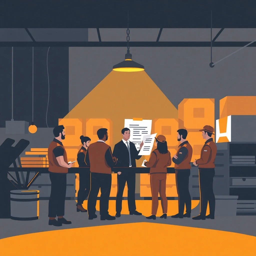 Warehouse team meeting