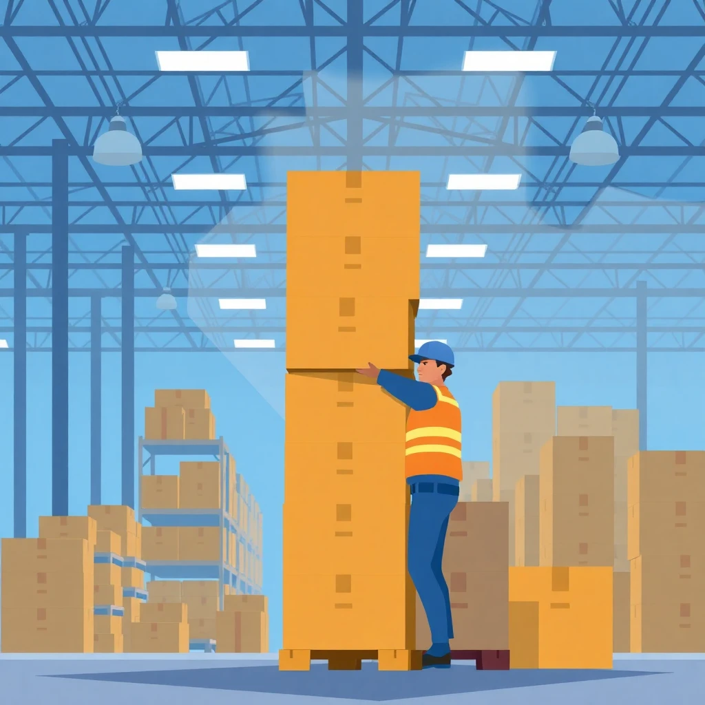Warehouse worker at a busy depot
