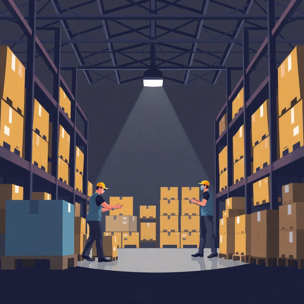 Night shift in a warehouse