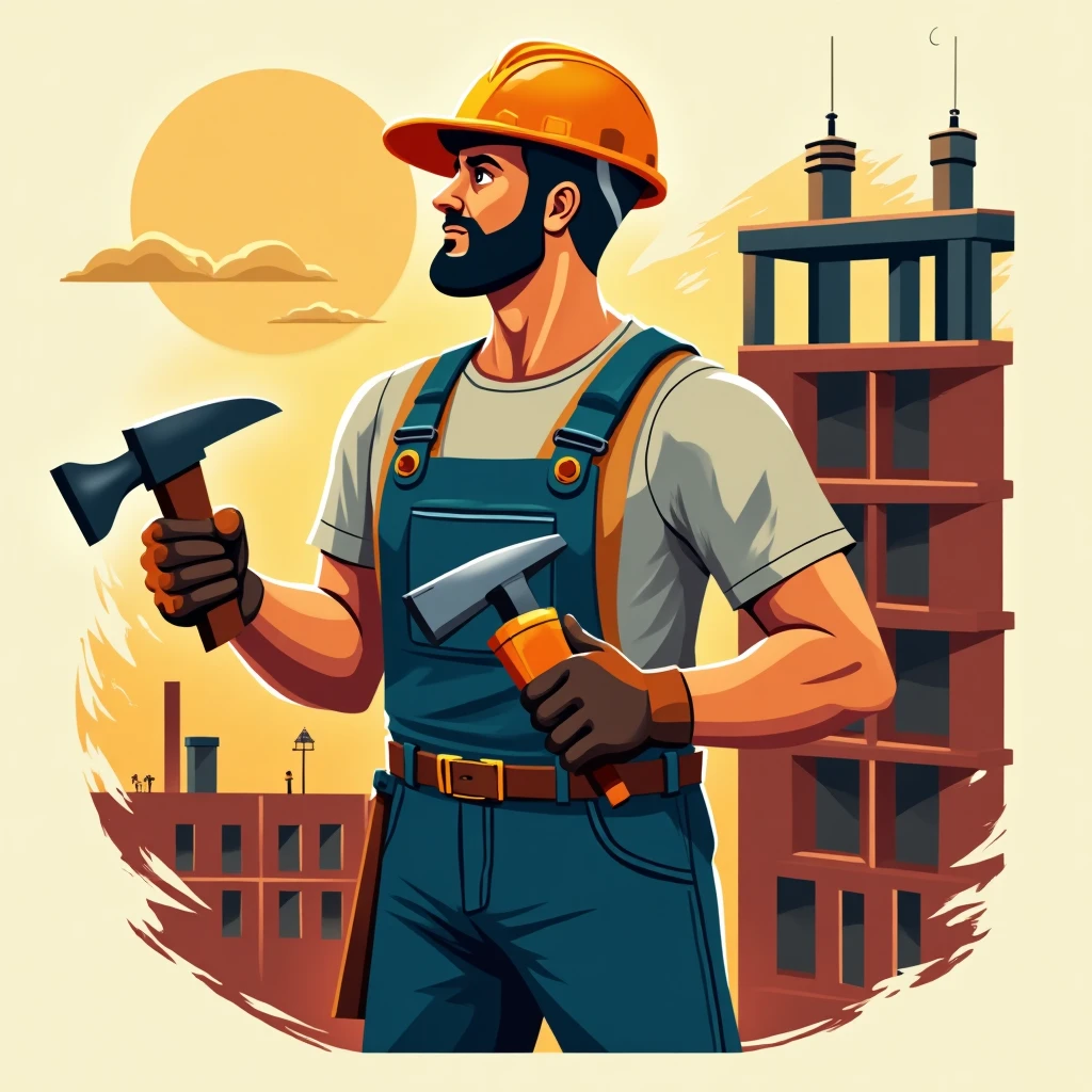 Hands of a worker with tools