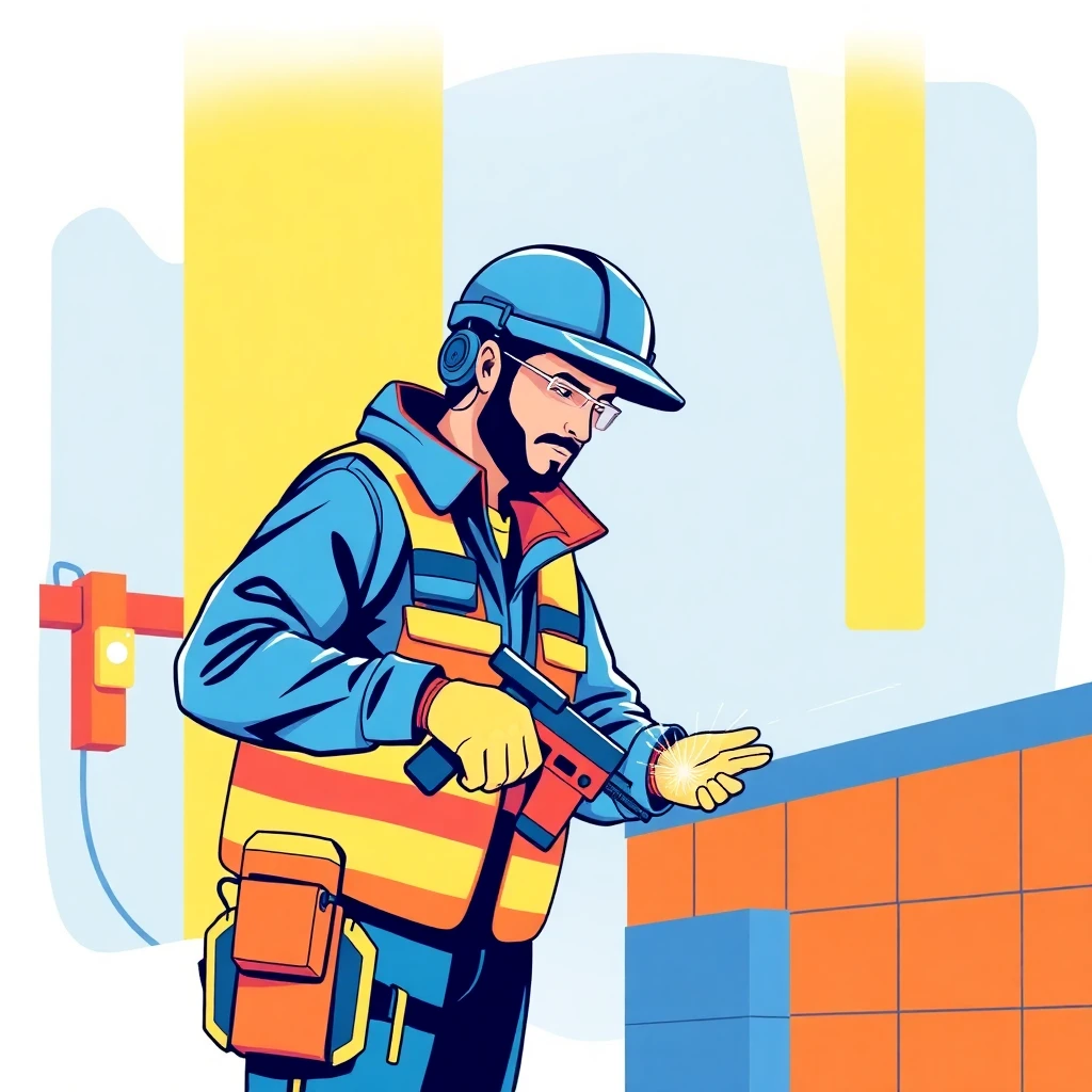 Construction specialist at work