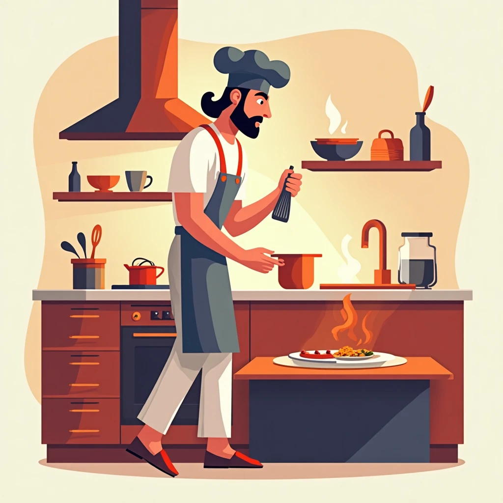 Part-time chef in action