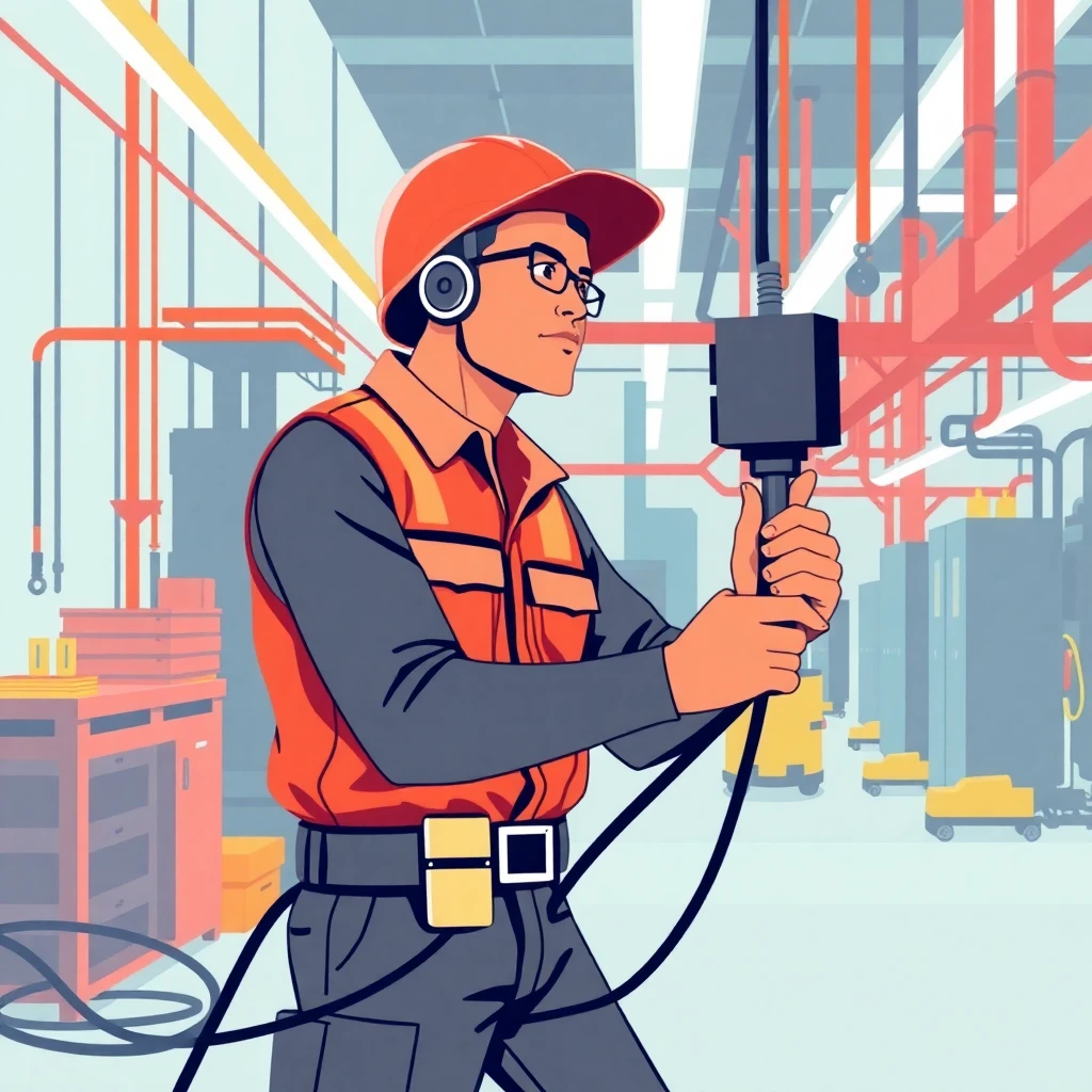 Industrial electrician at work