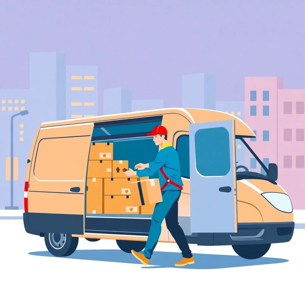 Urban delivery driver scene