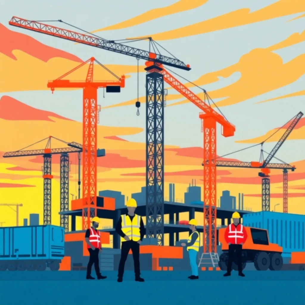 Busy construction site