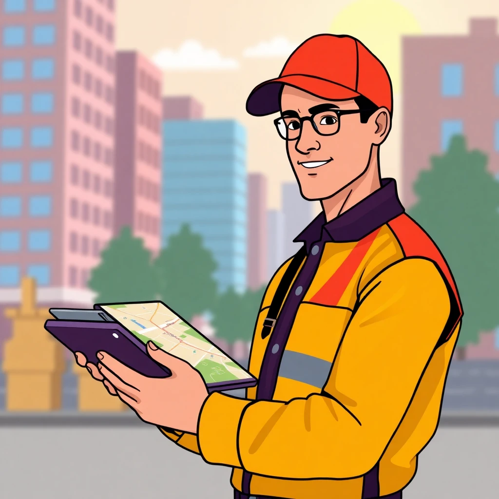 Delivery driver preparing for a route
